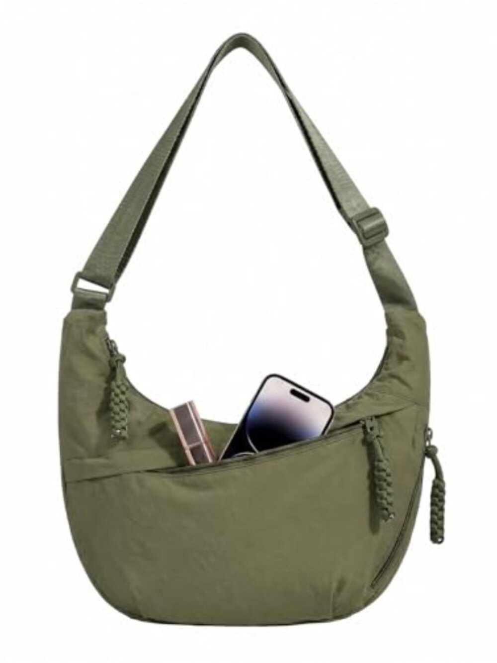 Nylon Crossbody Bag Waterproof Crescent Slouchy Shoulder Hobo Purse